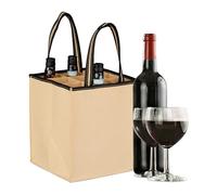 Relaxdays Borsa Porta Bottiglie di Vino e Birra, 9 Scomparti, Portabottiglie e Shopping Bag, 45x24x24 cm, Beige, Feltro