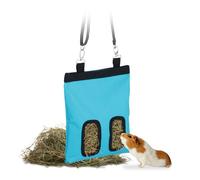 Relaxdays Borsa Porta Fieno per Conigli, HxL: 31 x 25 cm, Sacco di Stoffa per Mangime per Cincillà e Criceti, Blu Nero, Metallo, 31 x 25 x 1.5 cm