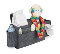 Relaxdays Tasca Portaoggetti da Letto, 8 Scomparti per Accessori Bambini & Anziani, Organizer da Appendere, Grigio Scuro, Feltro, 1 pz