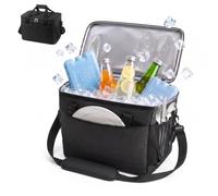 Borsa termica Relaxdays, 20 litri, impermeabile, 2 manici e tracolla, nera