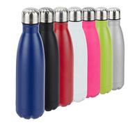 Relaxdays Bottiglia Termica in Acciaio Inox, Chiusura Ermetica, per Bevande Calde e Fredde, Borraccia Isolante 500 ml, Blu Scuro