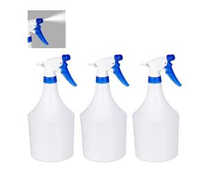 Relaxdays Bottiglie Spray, Set da 3, Erogazione Regolabile, 1 Litro, Vaporizzatore, Nebulizzatore Piante, Bianco/Blu