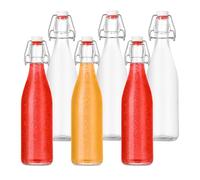 Relaxdays Bottiglie vuote, set da 6, 500 ml, chiusura a gancio, bottiglie di vetro per oli, aceti, liquori, succhi.