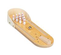 Relaxdays Bowling da Tavolo, Pista Giocattolo, Set da 10 Birilli, Precisione, Adulti, Bimbi da 3 Anni, Legno Naturale, Colore, 4,5 x 10 x 29,5 cm, 10024377
