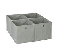 Relaxdays Scatola Portaoggetti, Set 4 Box Cubo da Scaffale, HLP 30 x 30 x 30 cm, Portagiochi Pieghevole, Stoffa, Grigio, Poliestere