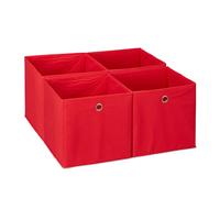 Relaxdays Scatola Portaoggetti, Set 4 Box a Cubo da Scaffale, HLP 30 x 30 x 30 cm, Portagiochi Pieghevole, Stoffa, Rosso, Poliestere