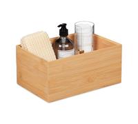 Relaxdays Scatola Portaoggetti, bambù, Oganizer Portatutto, Box, HLP: 14x30x20 cm, Senza Coperchio, Impilabile, Naturale, 14 x 30 x 20 cm