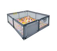 Relaxdays Box per Bambini con Giochi, 200x200 cm, Tessuto Oxford Grigio, Include Palline e Anelli