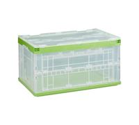 Relaxdays Cassetta Pieghevole, Stabile, da Lavoro, Plastica Resistente, 60L, HLP 31,5x59,5x39,5 cm, Verde