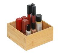 Relaxdays Scatola in bambù Portaoggetti, Contenitore Svuotatasche, per Ufficio, Bagno, Cucina, HLP 7x15x15 cm, Naturale, Fibra di Legno, 1 pz