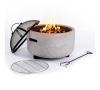 Relaxdays Braciere Ø 44 cm, parascintille, attizzatoio, grigio/nero
