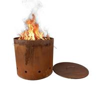 Relaxdays Braciere, acciaio Corten, effetto ruggine, HxD 45x49,5 cm, industriale con coperchio, giardino, rosso-marrone