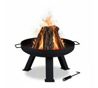 Relaxdays Braciere da Giardino, Caminetto con 60 cm Diametro, Camino da Esterno per Terrazza, Rotondo in Acciaio, Nero