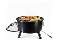Relaxdays braciere HxØ 62 x 66 cm, con griglia, parascintille e attizzatoio, per Giardino, Nero