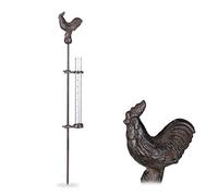 Relaxdays Bronzo Pluviometro in Metallo con Gallo, con Paletto, 17 cm, 7 Pollici