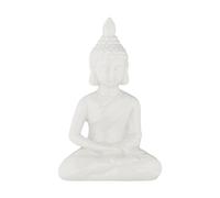 Relaxdays Statua del Buddha Seduto, Figura H:17 cm, per Interni ed Esterni, Resistente alle Intemperie, Ceramica, Bianco