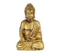 Relaxdays Buddha, Figura da Giardino, Resistente alle Intemperie, Buddha Seduto, in Poliresina, HLP: 17x10x7 cm, Dorata
