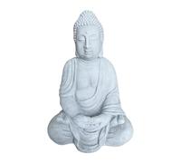 Relaxdays Buddha seduto XL 70cm, statua giardino, deco vintage soggiorno, resistente intemperie, antigelo, grigio chiaro