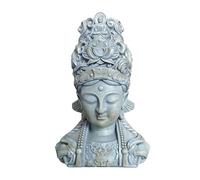 Relaxdays Busto Buddha 44x32x21 cm, statuetta zen per salotto & giardino, resistente intemperie e gelo, grigio chiaro