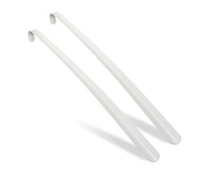 Relaxdays Calzascarpe Lungo 58,5 cm, Set da 2, Calzante da Appendere, Calza Scarpe e Stivali, in Ferro, Metallo, Bianco