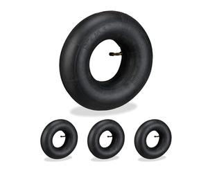 Relaxdays Camere d’Aria per Carrello, Set 4 Pneumatici 3.00/3.50-4" di Ricambio per Carretti, Valvola Automatica, Nero