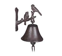 Relaxdays Campanella per Porta in Ghisa Antica, Stile Rustico, da Parete, Ingresso e Cancello, Resistente, Marrone