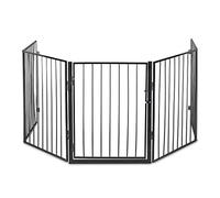 Relaxdays Cancelletto di Sicurezza per Cani & Bambini, 5 Parti Barriera Protettiva Stufa & Caminetto, HL 76x60 cm, Nero, Acciaio, 1 pz