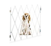 Relaxdays Cancelletto di Sicurezza per Cani, Barriera Porte e Scale, Allungabile 118 cm, Alto 69-82,5 cm, bambù, Bianco