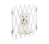 Relaxdays Cancelletto di Sicurezza per Cani, Barriera Porte e Scale, Allungabile 96 cm, Alto 48,5-60 cm, bambù, Bianco, Ferro