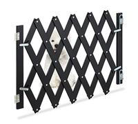 Relaxdays Cancelletto di Sicurezza per Cani, Recinzione Allungabile Fino a 108,5 cm, Alto 47,5-60 cm, in bambù, Nero