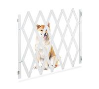 Relaxdays Cancelletto di Sicurezza per Cani, Recinzione Allungabile Fino a 140 cm, Alto 34-140 cm, in bambù, Bianco