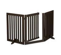 Relaxdays Cancelletto Bambini, Barriera per Cani e Neonati, 3 Pannelli, Recinzione per Scale, MDF, 70x154 cm, Marrone, Fibra di Legno