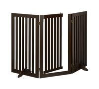 Relaxdays Cancelletto per Bambini, Barriera per Cani e Neonati, 3 Pannelli, Recinzione per Scale, MDF, 92x154cm, Marrone, Fibra di Legno
