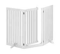 Relaxdays Cancelletto per Bambini, Barriera per Cani e Neonati, 3 Pannelli, Recinzione per Scale, MDF, 92x154 cm, Bianco, Fibra di Legno, 1 pz