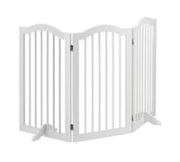 Relaxdays Cancelletto per Bambini, HxL: 92x154 cm, Barriera a 3 Pannelli per Cani e Neonati, Recinzione Scale, Bianco, Fibra di Legno