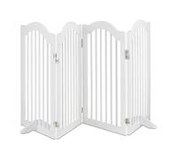 Relaxdays Cancelletto per Bambini, HxL: 92x205 cm, Barriera a 4 Pannelli per Cani e Neonati, Recinzione Scale, Bianco, bambù