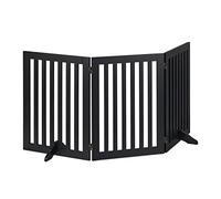 Relaxdays Cancelletto per Bambini, Barriera per Cani e Neonati, Recinzione per Scale, Cancellino HxL: 70 x 154 cm, Nero, Fibra di Legno