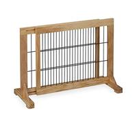 Relaxdays Cancelletto per Bambini, Barriera per Cani e Neonati, Recinzione Scale, Cancellino HxL: 56x70-115 cm, Naturale, Legno