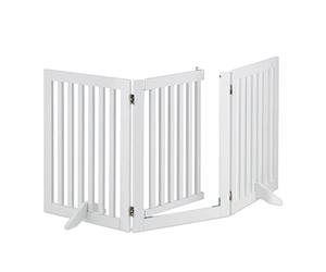 Relaxdays Cancelletto per Bambini con Porta, HxL: 70 x 154 cm, Barriera Protettiva per Scale, per Cani e Neonati, Bianco