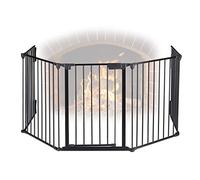 Relaxdays Cancelletto per Cani & Bambini, Set da 5 Parti Barriera Protettiva per la Stufa & Il Caminetto, H: 75 cm, Nero, Nylon, 1 pz