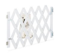 Relaxdays Cancelletto di Sicurezza per Cani, Recinzione Allungabile Fino a 108,5 cm, Alto 47,5-60 cm, in bambù, Bianco, Ferro