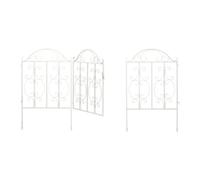 Relaxdays Cancello da Giardino, 3 Parti, Porta e 2 Segmenti di Recinzione, Look Vintage, Cerniere, HL98,5x185 cm, Bianco