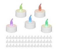 Relaxdays Candele a LED con Cambio Colore, Set da 50, HxD: 4,5 x 3,5 cm, Elettriche, Candeline Senza Fiamma, Bianco
