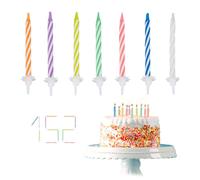 Relaxdays Set da 1520 Candeline per Compleanno, Candele e Supporti, per Torte e Party, Oggetti Decorativi, 6 cm, Colorate