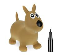 Relaxdays Cane Gonfiabile per Bambini, Animale Saltellante, Fino a 50 kg, BPA-Free, Pompa Manuale, Marrone Chiaro