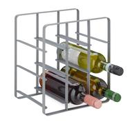 Relaxdays Cantinetta per 9 Bottiglie, Scaffale Portabottiglie in Ferro Verniciato a Polvere, 30 x 27,5 x 20 cm, Grigio