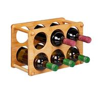Relaxdays Cantinetta in Bambù, 6 Bottiglie di Vino, Porta Vino da Tavolo, Espsoitore da Cucina, 21x32x18,5 cm, Naturale