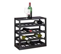 Relaxdays Cantinetta in Legno, Portabottiglie di Vino, Scaffale Portavino per 20 Bottiglie, HLP 52 x 52 x 25 cm, Nero, 1 pz