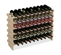Relaxdays Cantinetta Portabottiglie, Scaffale per 60 Bottiglie di Vino, Ripiani Impilabili, 73x103x25 cm, Legno Naturale
