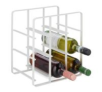 Relaxdays Cantinetta per 9 Bottiglie, Scaffale Portabottiglie in Ferro Verniciato a Polvere, 30 x 27,5 x 20 cm, Bianco